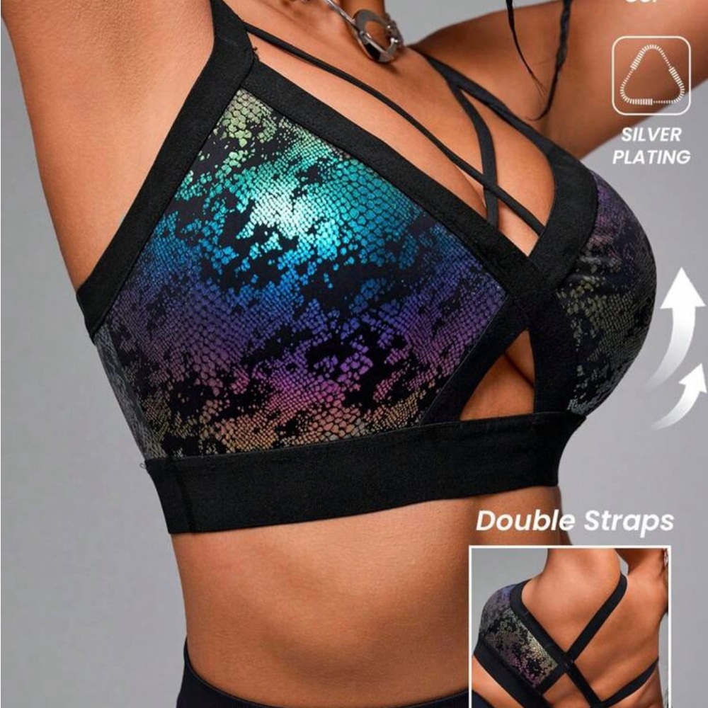 Contemporary Snake Print Multicolour Strappy Women's Sport Bra Bralet 🔥🔥🔥